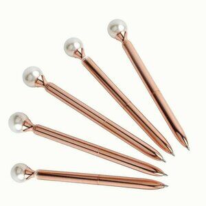 5PC Rose Gold Pearl Ballpoint Pen